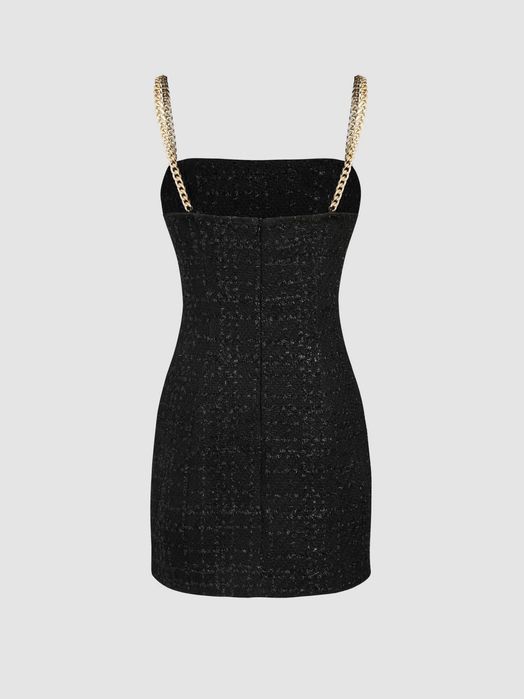 Rochie scurtă tweed neagră cu nasturi aurii mărime XS nouă cu eticheta