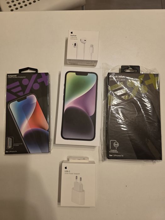 Iphone 14 128 Gb, black, sigilat cu full accesorii incluse