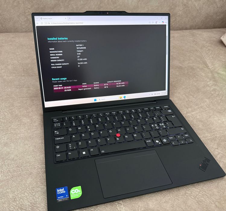 Lenovo X1 Carbon 13th Gen - Ultra 7 258V - 32 GB RAM - TouchScreen - 1 TB SSD - Garantie - Tastatura iluminata - Amprenta