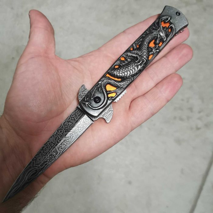 Сгъваем нож Dark Fantasy Dragon клипс и пружинно асистирано отваряне