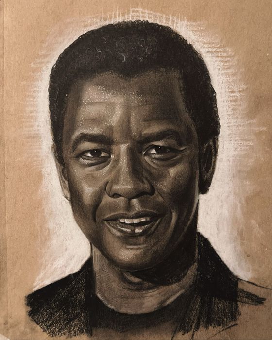 Portrete in creion si grafit alb