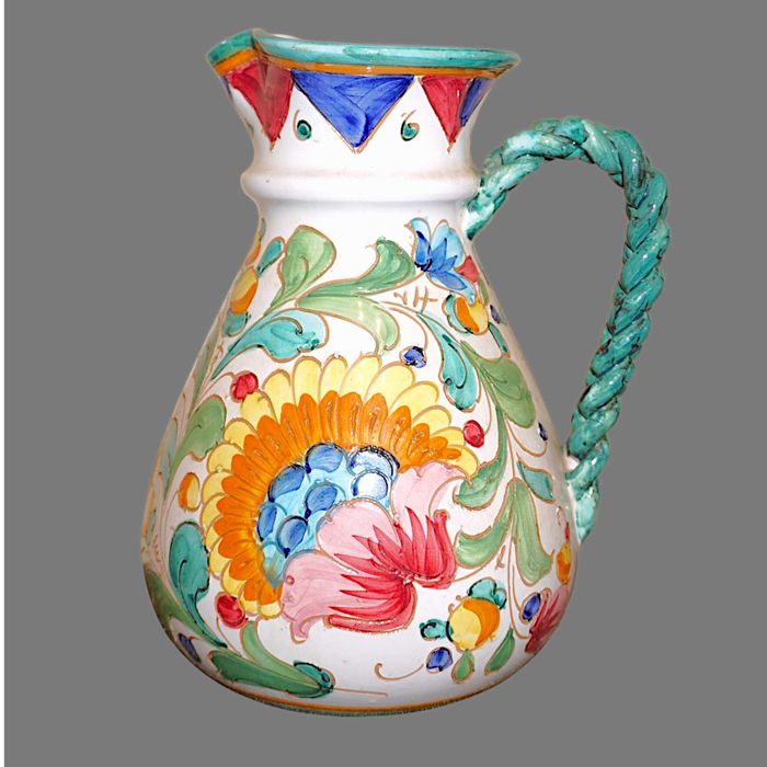 Ulcior mare pictat manual , carafa ceramica lucrata manual