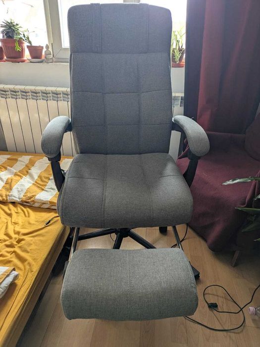 Vinsetto Scaun de Birou Reclinabil și Încălzit cu 6 Puncte de Masaj și 5 Moduri, Gri