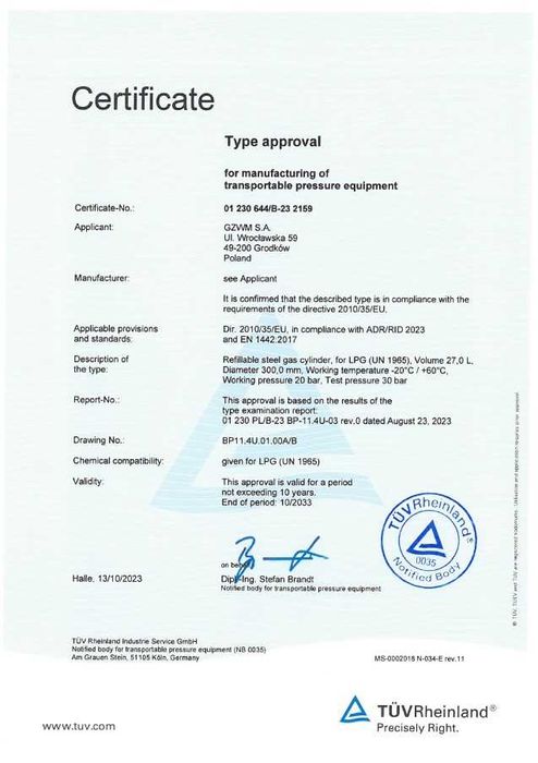 Rezervor GPL/Propan 27L Rulota / Camper