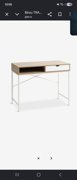 Birou TRAPPEDAL 48x95 1 sertar stejar cald/alb