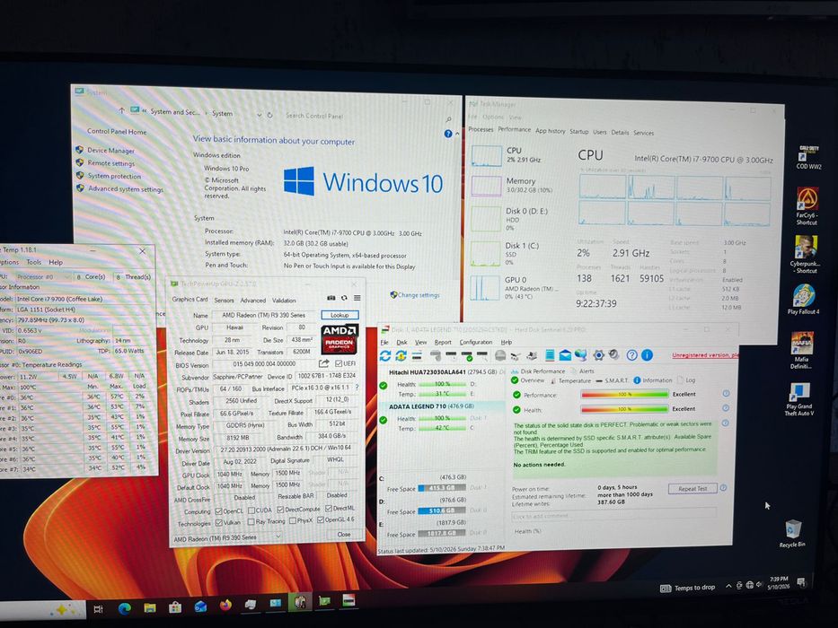 Unitate pc Gaming 1080p i7 gen 9 32gb ram ssd Nvme 512 gb hdd 3 tb video AMD 8gb
