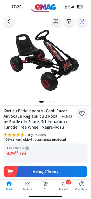 Kart cu Pedale pentru Copii Racer Air