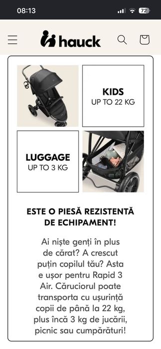 Cariucior pt copil Hauck rapid 3 air negru