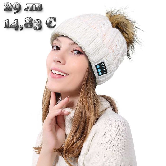Музикална Зимна Блутут шапка с микрофон и слушки. Унисекс