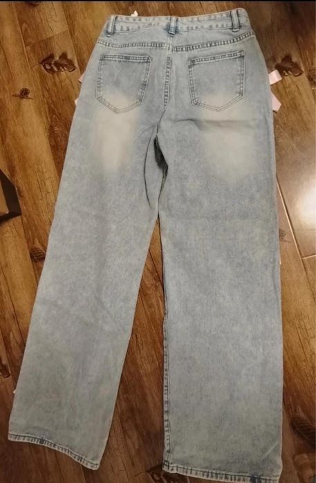 Blugi Wide Leg Tall Xs cu fundite roz