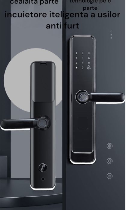 Incuietoare inteligenta, cu amprenta, cod, card, si cheie mecanica