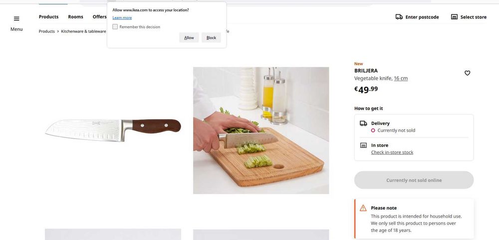 Cutit Ikea VG 10 bucatarie miez VG 10 laterale otel damasc