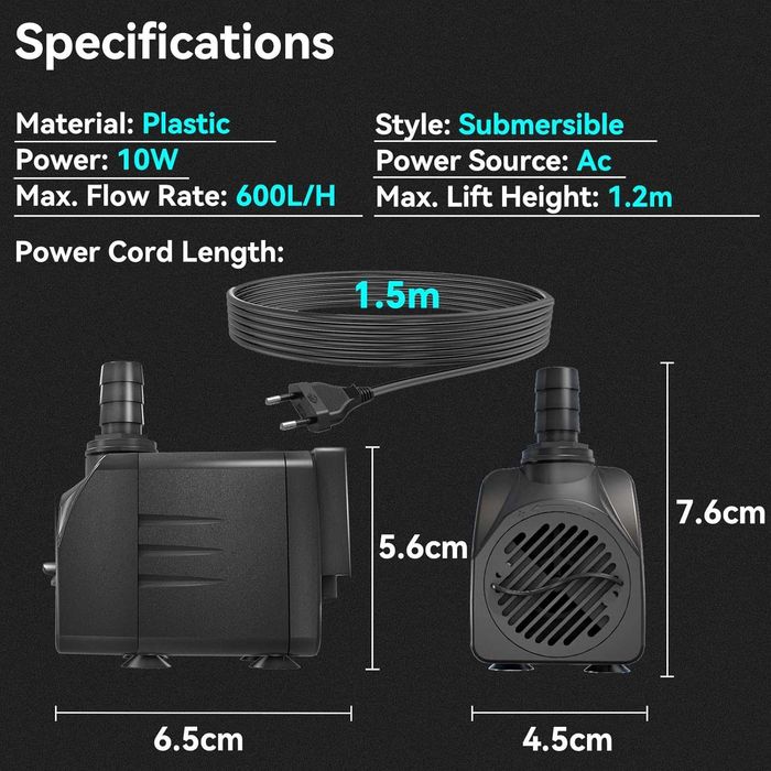 НОВА! Потопяема водна помпа 10W – 600 L/ч, тиха работа