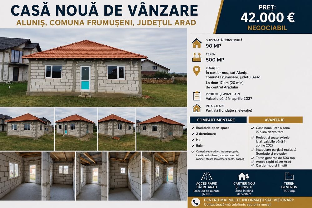 Casă nouă de vînzare, Aluniș, , județul Arad, ofertă valabilă o săptămână