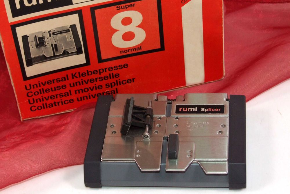 Dispozitiv elvetian RUMI SPLICER pentru taiat si lipit film de 8 si Super 8, NOU