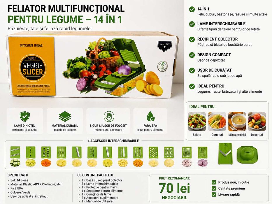 Feliator multifuncțional legume 14 în 1 – Vegetable Slicer