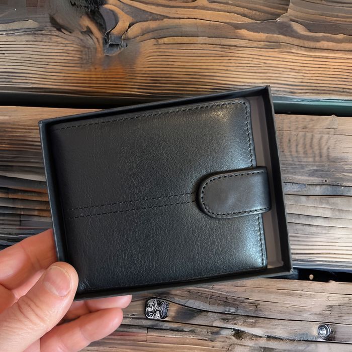 мъжки портфейл естествена кожен телешки бокс джоб за монети документи