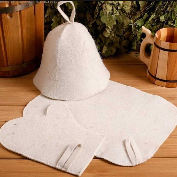 Наборы для бани и сауны шапка варежка коврик