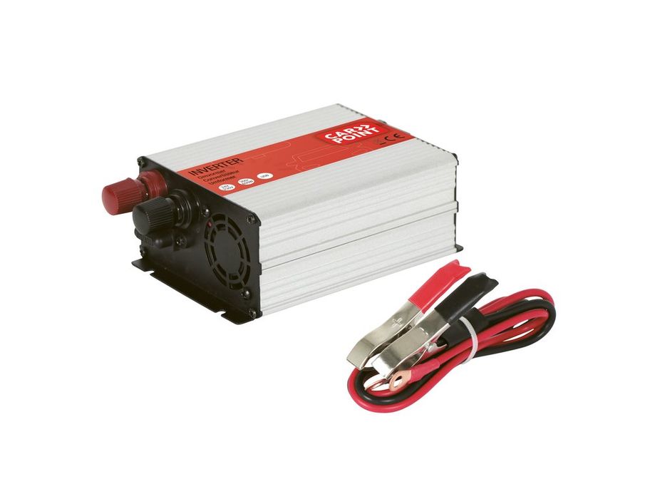 Invertor de tensiune auto Carpoint 24V-230V 300W 50Hz cu clesti baterie, port USB 5V 2.1A si protectii la suprasarcina si scurtcircuit