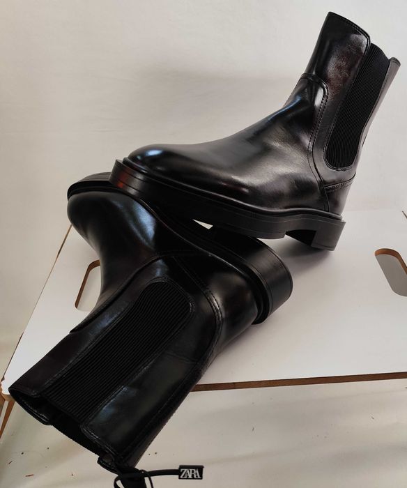 Ghete chelsea 39 39.5 plain toe ZARA NOI piele naturala moale