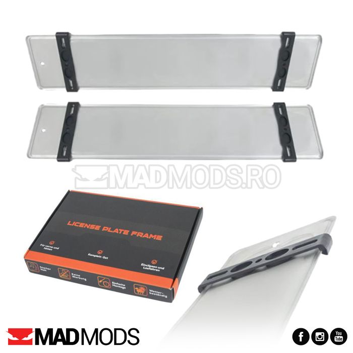 Set suporti placute numar inmatriculare auto fara rama, slim invizibil