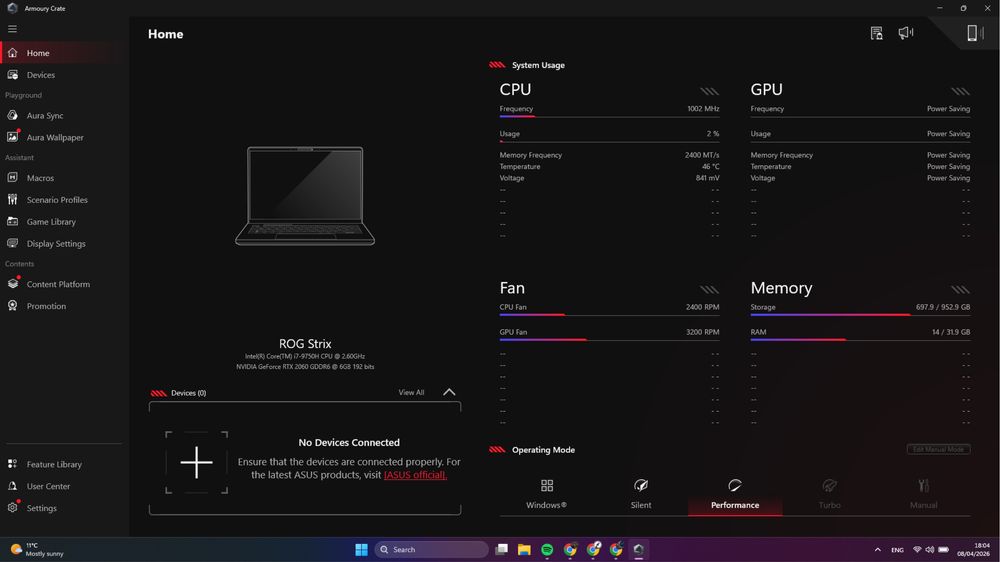 ASUS ROG Strix G731 – i7-9750H – RTX 2060 6GB – 32GB RAM – 17.3”