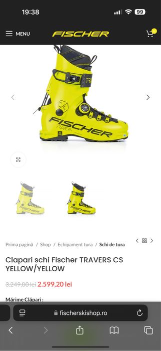Clapari ski Fischer Travers CS Yellow 25.5 mondo
