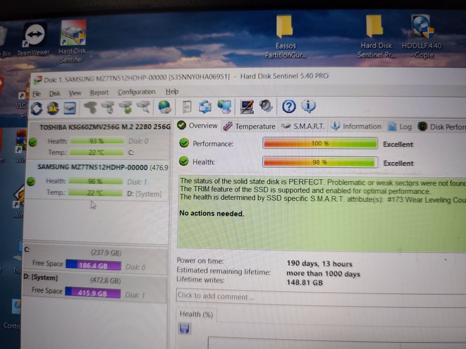 Ssd Samsung 500gb MZ7TN512HDHP 98%