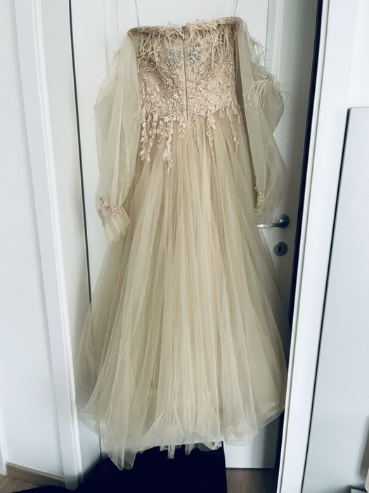 Rochie de mireasa marime 38 alb-crem