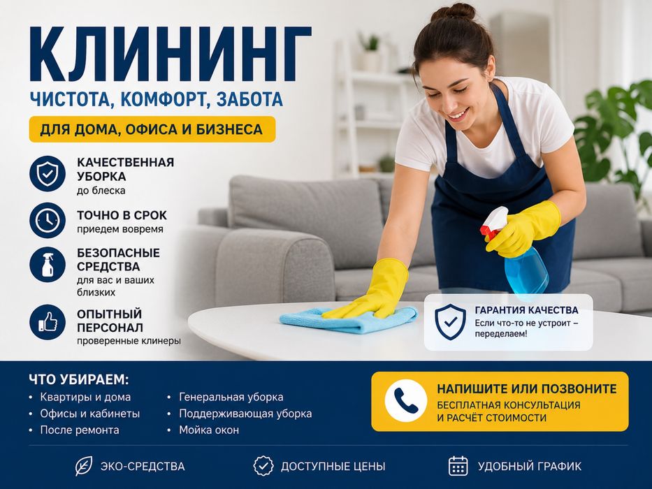 9 Уборка квартир, домов,офисов, коммерческих помещени. Клининг