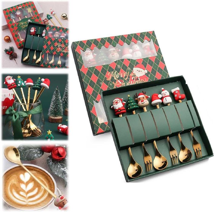 Комплект от 6 броя коледни лъжички и вилички