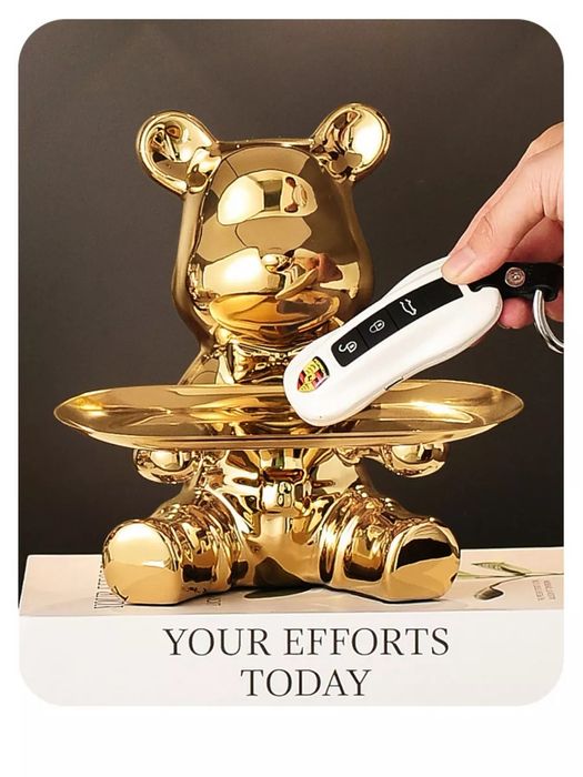 Статуэтка интерьерная копилка медведь с подносом