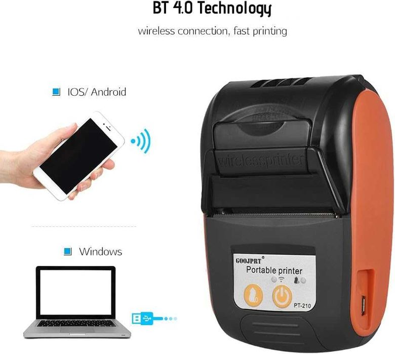 Imprimanta Termica Portabila PT-210 Bluetooth 58mm Android si iOS