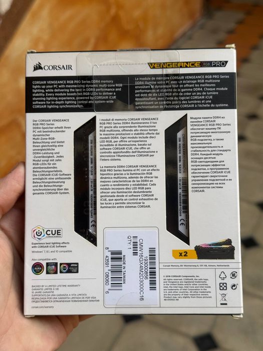 ddr4 ozu ram Corsair Vengeance RGB 8Gbx2 16Gb 3000Mhz Cl16 Radiator
