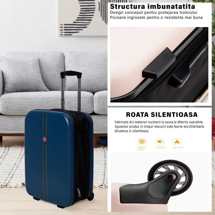 TROLER pliabil Bagaj de CALA, carcasa dura Gri | VERDE | ROZ |Albastru
