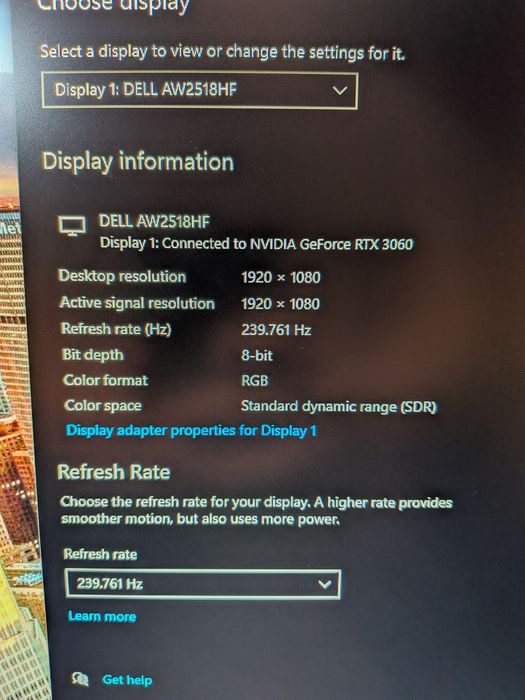 Monitor Gaming Alienware AW2518HF 24.5" | 240Hz | 1ms | Full HD
