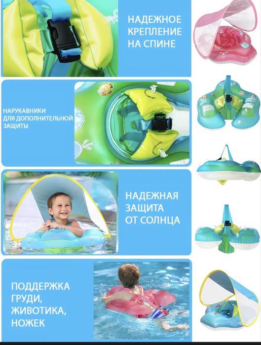 Надувной детский круг с козырьком