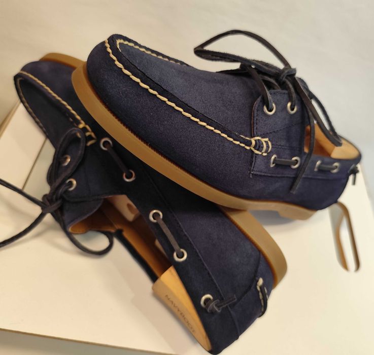 Pantofi sport casual 43.5 44 boat de lux Ralph Lauren NOI piele naturala suede navy
