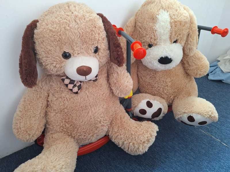 Doi catei de plus Max & Sax, 65 cm, Maro/Alb copii jucarii Max & Sax