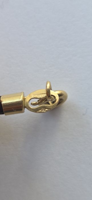 Lant barbat piele cu pandant din aur cu diamante