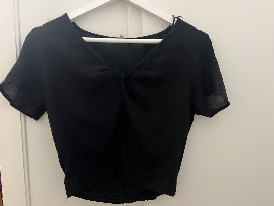 Camasa top negru subtire C&A tricou vara decolteu in V  Xs/S