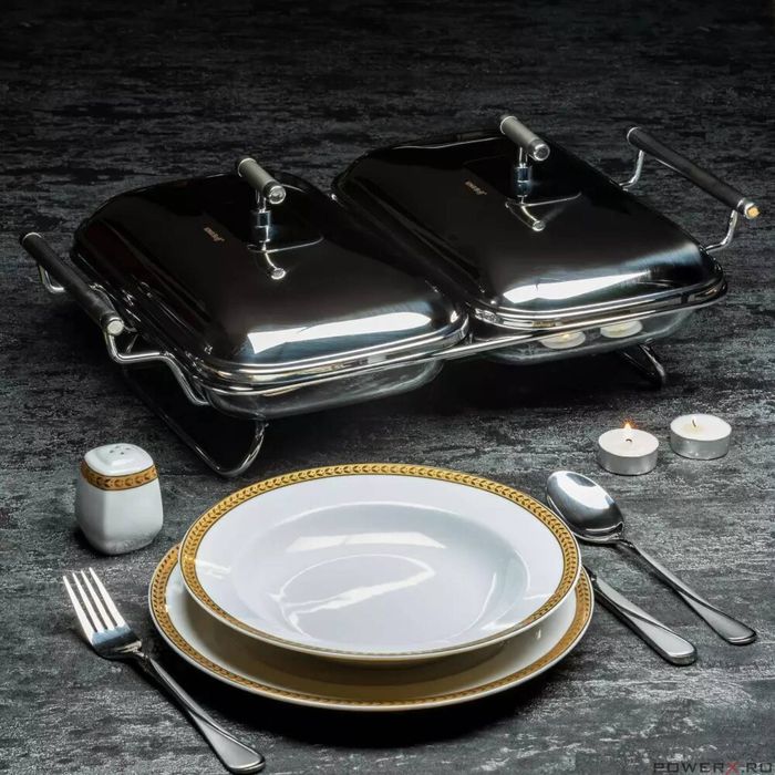 Set 2 vase termoizolante, cu capac din inox, pentru servire mancare