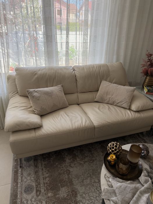 Vand 2 canapele fixe piele Mobexpert