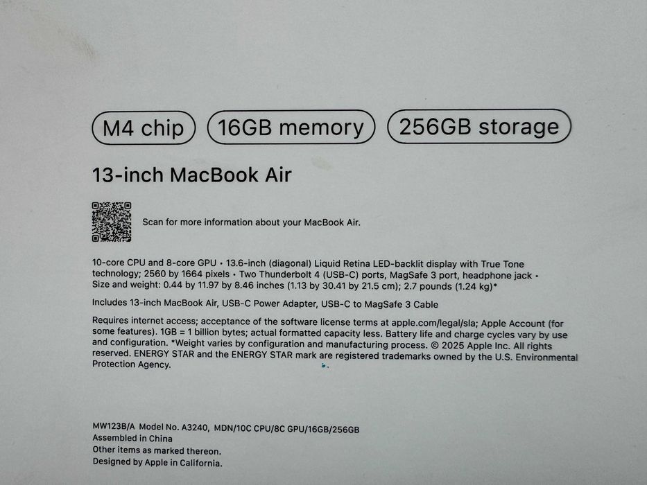 Laptop Apple MacBook Air 13 M4 16GB 256GB sigilat GARANTIE 2026