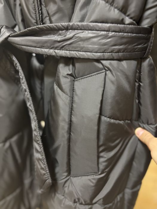 Geacă/palton dama elegant de iarna, negru, cu blana naturala de vulpe