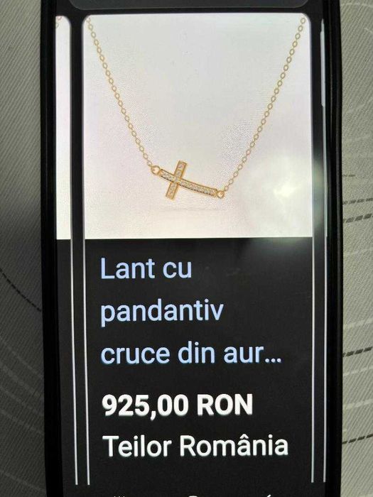 Lanț Teilor cu pandativ cruce din aur galben cu zirconii