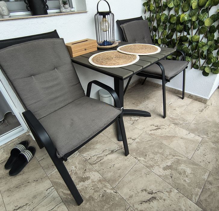 Set masa cu 2 scaune de terasa/balcon din aluminiu