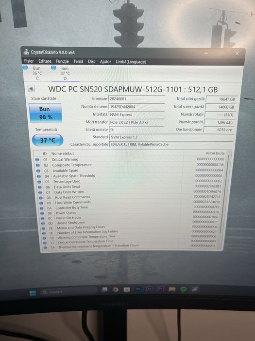 SSD M.2 Western Digital 512GB 98% Health
