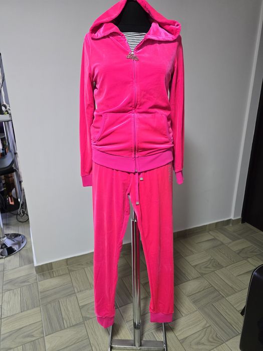 Trening dama roz fucsia din catifea Barbie Girl, model inscripționat