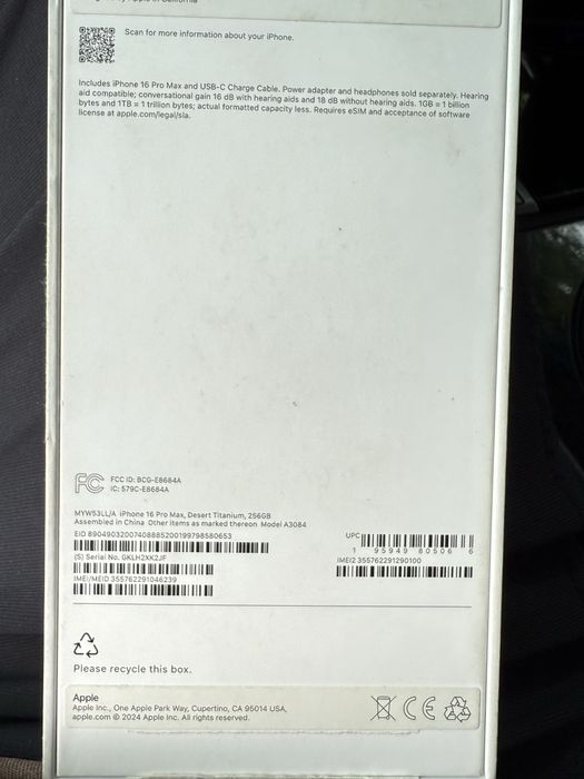 Iphone 16 pro max 256
